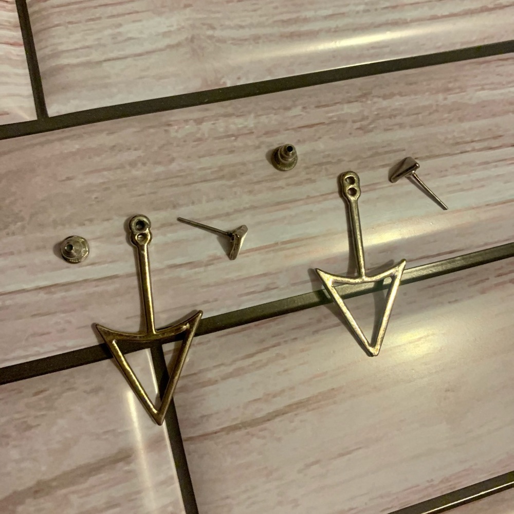 Silver Triangle Earring Jacket - Picture 2 of 2